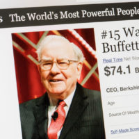 february 24, 2017: forbes magazine list of the worlds most powerful people.number 15 warren buffet the ceo of berkshire hathaway.