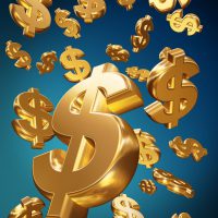 7922683 - golden usd dollars falling money concept 3d illustration