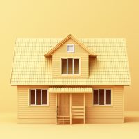 A yellow house on yellow background. 3d rendering